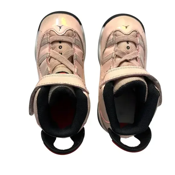 Nike Air Jordan Shoes Toddler‎ 8 C 6 Rings Pink Atmosphere Glossy Sneakers - Picture 5 of 10